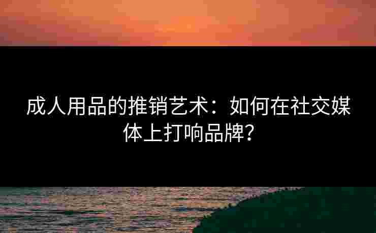 成人用品的推销艺术：如何在社交媒体上打响品牌？